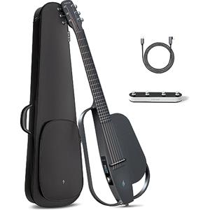 Enya Chitarra Elettrica-Acustica Fibra Carbonio - NEXG 2 Basic Smart Audio Silent Electric Guitar Nera 38 Pollici per Adulti con Altoparlante Wireless da 80W Interruttore Pedale Cavo di Ricarica