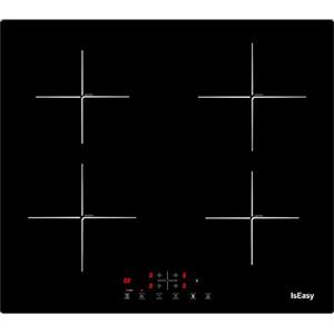 IsEasy Piano cottura a induzione 4 zone, piano cottura elettrico 59cm 6800 W piastra a induzione integrata con funzione boost, vetro nero, controllo touch, blocco sicurezza bambini e timer
