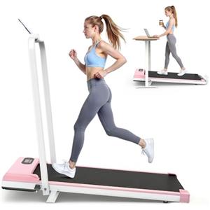 Dskeuzeew Tapis Roulant Elettrico Piehevole Inclinazione 8%, 3 IN 1 Walking Pad Tapis Roulant Extra Large, Telaio Rinforzato, Schermo LCD e Chiave di Sicurezza(Rosa)