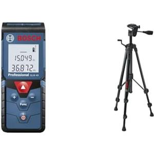 Bosch Professional Metro Laser Distanziometro Laser GLM 40 (con funzione di memorizzazione, misurazione: 0,15 - 40 m, 2 pile da 1,5 V) + Treppiede BT 150 (Altezza: 55-157 cm, Filettatura: 1/4)