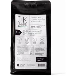 Ok Green - Dolcificante Zero Calorie con Stevia ed Eritritolo Dolcificante Senza Glutine 100% Naturale e Vegan per Bevande, Impasti e Lavorazioni Professionali 1 kg