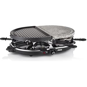 Princess Raclette Pietra E Griglia 162710, 1200 Watt, Combinazione Di Piastra, Griglia E Raclette, 8 Persone, Pietra Ollare, Nero