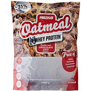 Prozis Oatmeal with Whey Protein 1000g, Farina D'Avena, Cereali Ricchi di Carboidrati di Alta Qualità e Fibre Sazianti, al Gusto Gocce di Cioccolato