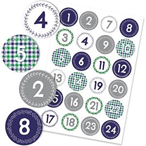 Papierdrachen 24 adesivi numero del calendario dell'avvento - blu-verde No 44 - adesivo 4cm - per il crafting e la decorazione.