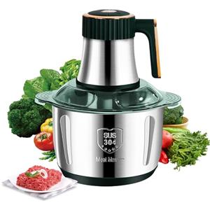 EagerMinds Tritacarne Elettrico Da 5 Litri, Tritacarnes Multiuso Da 500 W, Tritatutto da Cucina Elettrico 5 Velocità, Con 6 Lame Rimovibili, Tritacarne Multifunzione Per Carne, Verdure E Frutta. (Verde)