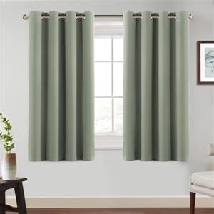 BellaHills Tende Oscuranti per Interni con Anelli 2 Pezzi 140L x 145A cm Tende Termiche per Soggiorno e Camera da Letto per Salotto Moderne Tenda Fonoassorbente, Verde Salvia