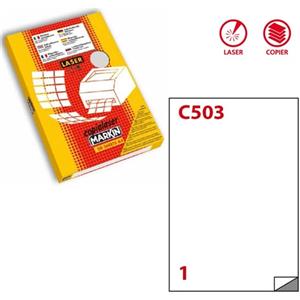 MARKIN Etichette Adesive C503 - Poliestere Trasparente Opaco - 50 Fogli A4 - 210x297mm - Adesivo Permanente per Stampanti Laser