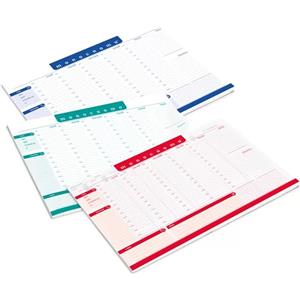 Pigna Desk Planner Monocromo - Settimanale da Scrivania 42x29,5 cm - 60 Fogli in Carta 80gr - Colori Assortiti (Rosso/Verde/Blu) - Confezione da 3