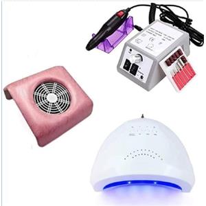 Generico Bdit accessori Kit Ricostruzione Unghie Professionale UV Gel Lampada Unghie + Aspiratore Unghie Professionale + Fresa Unghie 20000 Giri