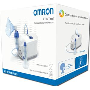 Omron C102 Total - Nebulizzatore a Compressore 2 in 1 con Doccia Nasale per Trattamento Respiratorio Completo
