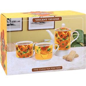 The Leonardo Collection Lesser & Pavey Vincent Van Gogh - Servizio da tè per due persone, motivo giardino Vincent Van Gogh Girasoli e Claude Monet, design floreale in ceramica, idea regalo