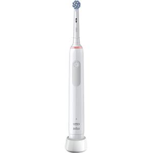 Oral-B Pro 3-3000 Spazzolino elettrico Bianco 1 Maniglia con Sensore di Pressione Visibile, 1 Testina Spazzolino da Denti Progettato da Braun, Presa britannica a 2 Pin