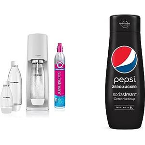 SodaStream Terra Megapack, Gasatore d'acqua per trasformare l'acqua in acqua frizzante & Concentrato per la preparazione di bevande dissetanti gassate al gusto Pepsi Max. 440ml