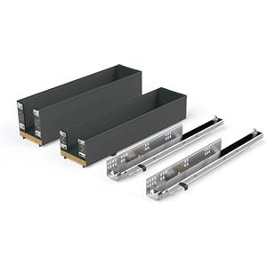 Emuca - Portabottiglie laterale estraibile Titane Simplex, chiusura soft, carrello portabottiglie per mobile di cucina, modulo 150 mm, Grigio antracite