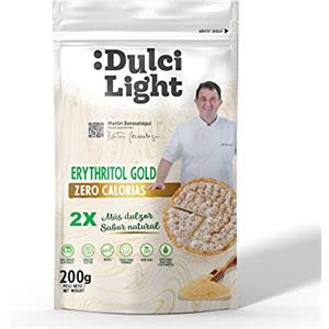 DULCI LIGHT STEVIA DULCE Y FAVORABLE Dulcilight Eritritolo GOLD 200g Dolcificante Zero Calorie Granulato 100% Naturale | 2X Dolcezza Dello Zucchero Canna Muscovado Integrale Senza Glutine Keto Vegan Non OGM | Non Cambia il Gusto del Cibo