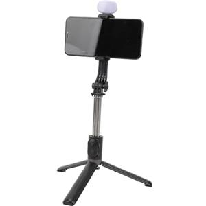 GOWENIC Treppiede per Telefono con Luce, Treppiede Ricaricabile Tramite USB, Lunghezza Regolabile 1,1 M, Bastone per Selfie Telescopico BT con Telecomando Senza Fili per Viaggi