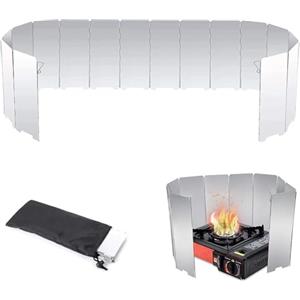 MagiSel Parabrezza Fornello a Gas da Campeggio, Antivento Pieghevole in Alluminio, 10 Piatti Parabrezza per Fornello da Campeggio Fornello a Gas, per Fornelli da Esterno, Picnic, Barbecue, 24 * 8.5cm