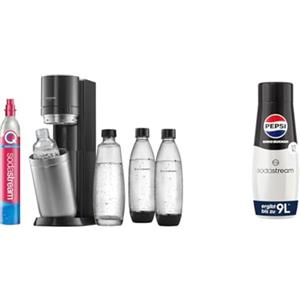 Sodastream Duo Megapack, Gasatore D'Acqua Per Trasformare L'Acqua In Acqua Frizzante, Nero & Concentrato per la preparazione di bevande dissetanti gassate al gusto Pepsi Max. 440ml