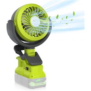 GGiking Ventilatore a batteria con clip per Ryobi da 18 V senza fili, testa girevole a 180 °C e 2 velocità per attività all'aperto, campeggio, barbecue, ecc. (solo utensili)