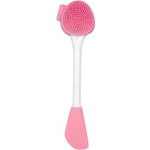 Leeadwaey Spazzola di pulizia del viso del silicone della spazzola di massaggio del viso della spazzola di pulizia del viso, doppia testa, bianco rosa