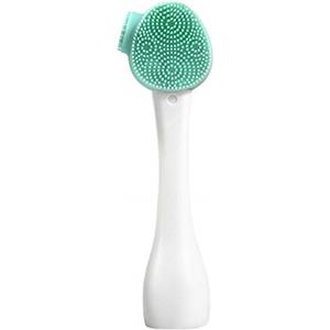 Leeadwaey Spazzola di pulizia del viso del silicone della spazzola di massaggio del viso della spazzola di pulizia del viso, singolo capo, bianco verde
