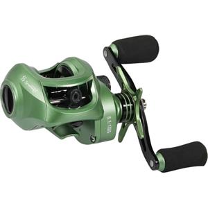 Sougayilang Mulinello da pesca per baitcasting, mulinelli da pesca con 9+1BB, sistema frenante magnetico, verde, sinistra