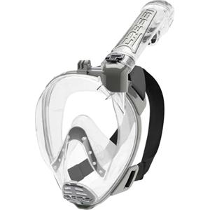 Cressi Duke Action Full Face Mask Clear/Silver M/L - Maschera Integrale Unisex Grande Visione Snorkeling No Fog con Tubo Dry e Supporto Action Cam, Trasparente/Argento, M/L