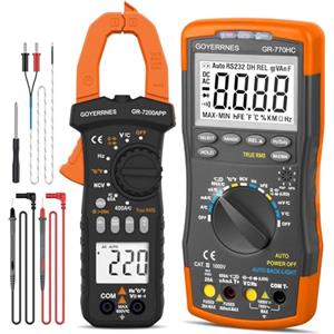 GOYERRNES Multimetro digitale conta l'amplificatore AC DC metro senza contatto, Misuratore di ampere AC DC senza contatto con gamma automatica con APP mobile per misurazione di volt ampere ohm temperatura,