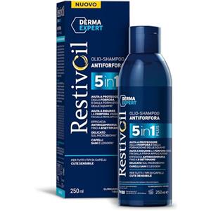 Restivoil Derma Expert, Olio-Shampoo Antiforfora 5 in 1, Per tutti i tipi di capelli, Cute sensibile, 250ml