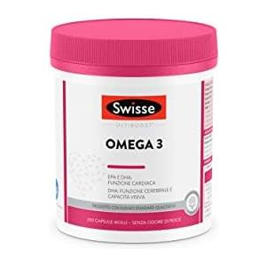 SWISSE - Integratore Omega 3 IFOS 5 Stelle, 200 Capsule Molli, Integratori con 1500mg Olio di Pesce e Vitamina E, 233mg EPA 135mg DHA per Dose, Supporta la Funzione Cerebrale e Cardiaca, Made in Italy