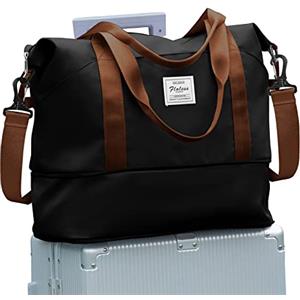 SEAFEW Borsone da Viaggio,Bagaglio a Mano 40x20x25 Ryanair Borsa da Viaggio Espandibile,Borsa da Cabina Ryanair 40x30x20 Borsa Sportiva Borsone da Palestra Borsa da Weekend,C7-Marrone nero