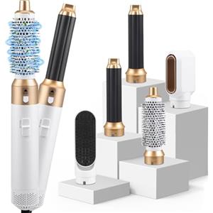 Nastopee Air Wrap Capelli, 5 In 1 Phon Arricciacapelli ad Aria Shark 1000W Spazzola Asciuga Capelli Airbrush Calda Sciuga Capelli per Lisciante Ricci Volumizzante Regalo per Donne