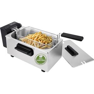 EMERIO Friggitrice ad olio da 3,0 l con tecnologia a zone fredde, niente più sapore amaro, friggitrice con zona fredda da 2000 W, serbatoio in acciaio inox, senza PFAS, facile da pulire, termostato