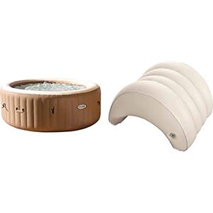 Intex 28426 Pure Spa Bubble Therapy, 196 X 71 Cm 4 Posti, Sabbia, con Pompa, Riscaldatore, Sistema Purificazione Acqua, Beige Classic & 28501 Poggiatesta per Spa