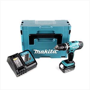 Makita DHP 453 RT1J - Trapano avvitatore a percussione a batteria, 18 V, 42 Nm, 1 batteria da 5,0 Ah + caricatore in Makpac 2