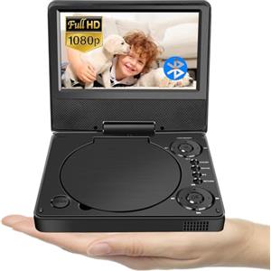 YOOHOO - Lettore DVD portatile Bluetooth da 9,5, con schermo HD da 7,5, per bambini, in viaggio, per poggiatesta auto, per tutte le regioni, riproduzione di tutti i formati MKV/MP4/WAV/AVI/MP3/CD