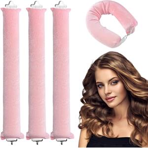 ELNX 3 pezzi di bigodini senza calore, bigodini per capelli senza calore, bigodini flessibili per capelli, bigodini arricciacapelli senza calore, bigodini arricciacapelli flessibili per capelli(rosa)