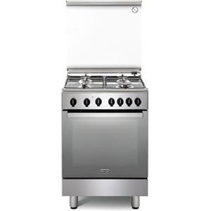 De'Longhi DGX 64 LSG Cucina A Gas, 60 Cm, Forno Elettrico Multifunzione Con Grill, 4 Bruciatori, Linea Design, Colore Inox, Classe Energetica A
