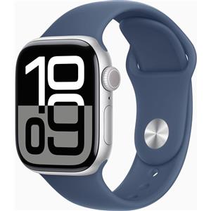 Apple Watch Series 10 Alluminio 42 mm (2024) | GPS | argento | Cinturino Sport S/M | Denim