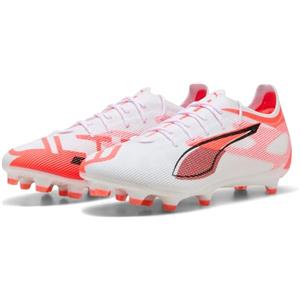 PUMA Ultra 5 PRO FG/AG, Scarpe da Calcio Unisex-Adulto, White Black-Glowing Red, 47 EU