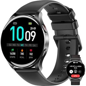 IOWODO Smartwatch Uomo Donna, 1.43" AMOLED Orologio Fitness Tracker con Effettua/Risposta Chiamate Bluetooth, Contapassi/Cardiofrequenzimetro/Sonno, Impermeabile IP68 per Android iOS Quadrante Rotondo
