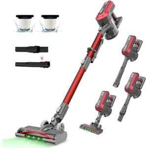 Akitas V10A Aspirapolvere Senza Fili Scopa Elettrica 450W Motore BLDC 45kPa Aspirazione 60Min Autonomia Leggero Spazzola LED con Luce Verde Anti-Groviglio per Tappeti Pavimenti e Peli di Animali