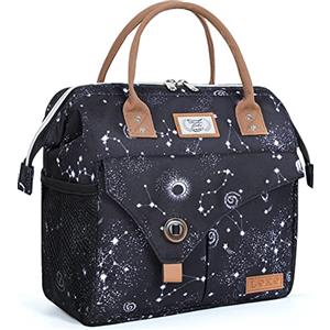 Lekesky Borsa Termica Porta Pranzo Donna 11L, Borsa Frigo Morbida Isolata, Borsa Pranzo Multifunzionale Portatile, Ampia Aperta Impermeabile Lunch Bag per Ufficio Scuola Picnic Lavoro, Constellation