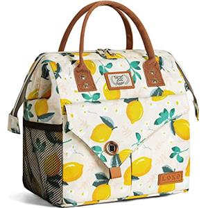 Lekesky Borsa Termica Porta Pranzo Donna 11L, Borse Termiche Morbida Isolata, Borsa Pranzo Multifunzionale Portatile, Impermeabile Borsa Frigo Pranzo Ufficio Viaggio Picnic Studenti, Motivo limone