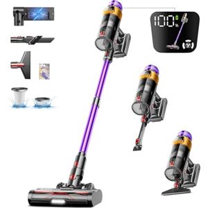 Bulelink Aspirapolvere Senza Fili,45000 Pa/550W Scopa Elettrica Senza Fili 70Mins Autonomia, Schermo OLED Animato + Anti-Avvolgimento, Ricarica a Parete 1,8L,Aspirapolvere per Pavimenti/Tappeti/Peli Animali