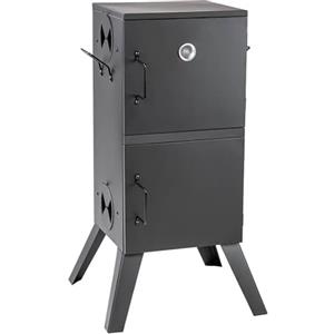 tectake® BBQ Barbecue Smoker a Carbonella, 54x50,5x100 cm, Forno per Affumicatura a Legna, Acciaio Resistente al Calore, Indicazione Temperatura, 2 Ganci Presa, Griglie Cromate, Affumicatore