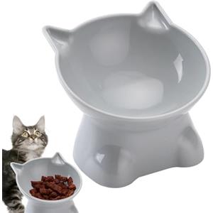 Jlobnyiun Ciotola per gatti rialzata - Ciotole per animali rialzate, inclinato per cibo per gatti | Ciotola per cibo per gatti con inclinazione di 15 gradi rialzata senza fuoriuscite, per gatti po
