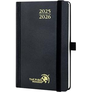 POPRUN Agenda 2025 2026 Settimanale Tascabile 16 x 10,5 cm, Copertina Rigida Diario Scuola A6 17 Mesi da Ago.2025 a Dic.2026, Carta Spessa da 80 GSM, Nero