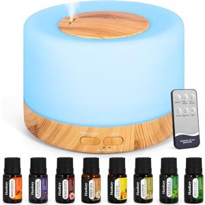 PQETBV Diffusore di Oli Essenziali 500ml Umidificatore ad Ultrasuoni 2 Timer e 14 Colori LED Oli Essenziali Aromaterapia Diffusori per Casa