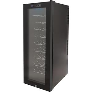 Donened - Frigorifero per vino, 30 bottiglie, 90 l, illuminazione a LED, touch screen, porta in vetro rinforzata, vini indipendenti, campo di temperatura 12-18°C, 50,5 x 34,5 x 98,5 cm